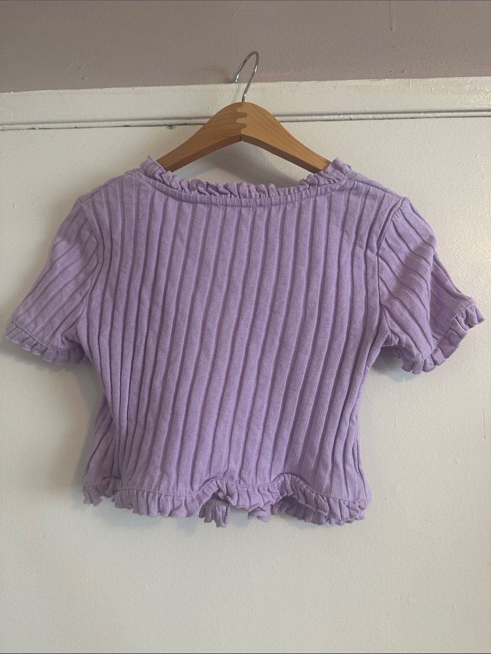 Zara Lavender Ribbed Ruffle Crop Top - Picture 4 of 5